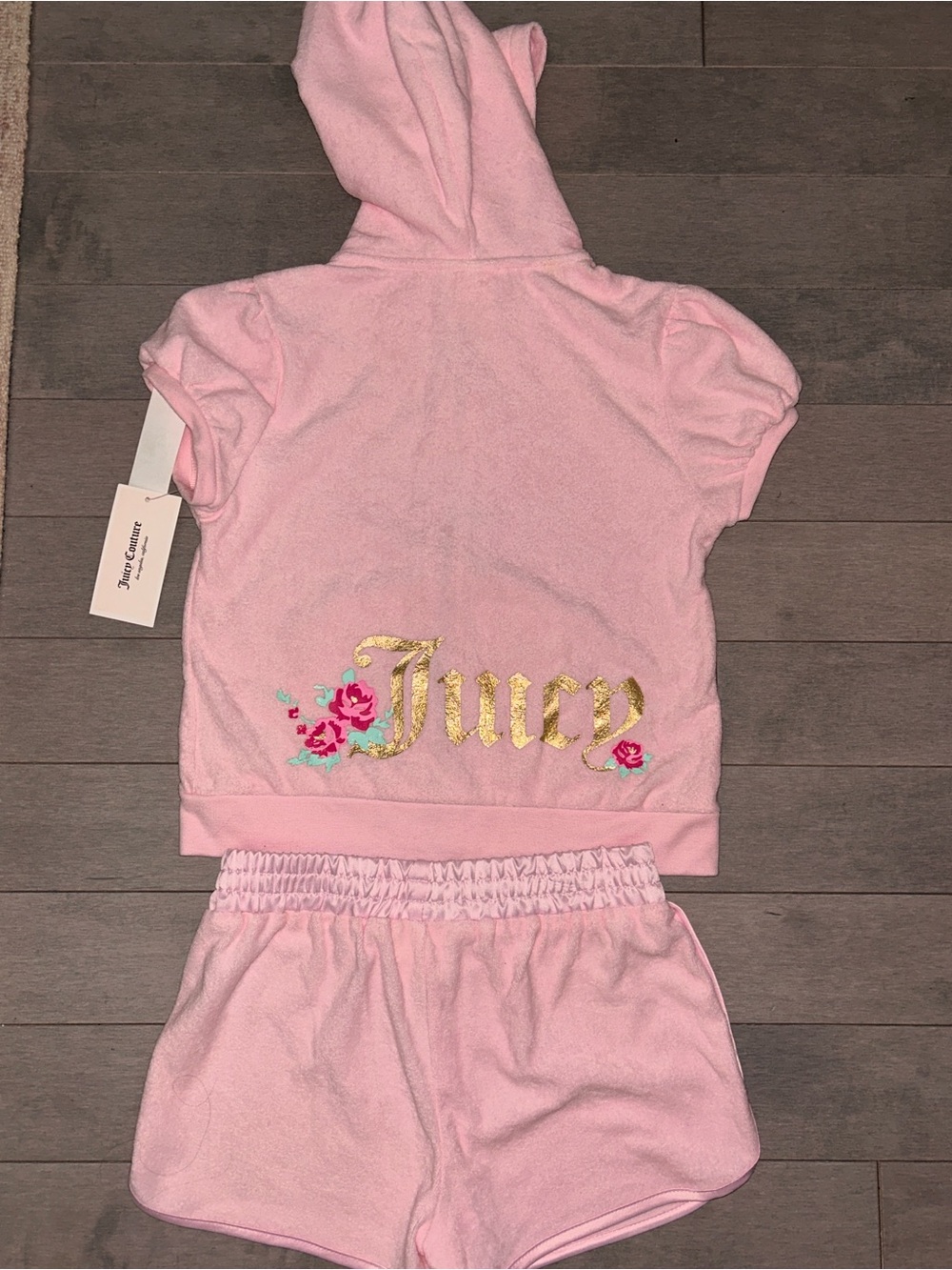 Juicy Couture Pink Hooded Short Set - Picture 2 of 3